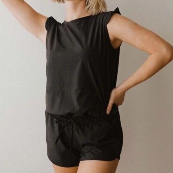 Albion Romper with Drawstring Waist and Ruffle Cap Sleeve Size Medium - Picture 3 of 6